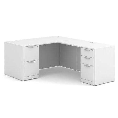 OFFICESOURCE OS Laminate Collection Double Full Pedestal "L" Desk - 60" x 30" DBLFLPL103WH